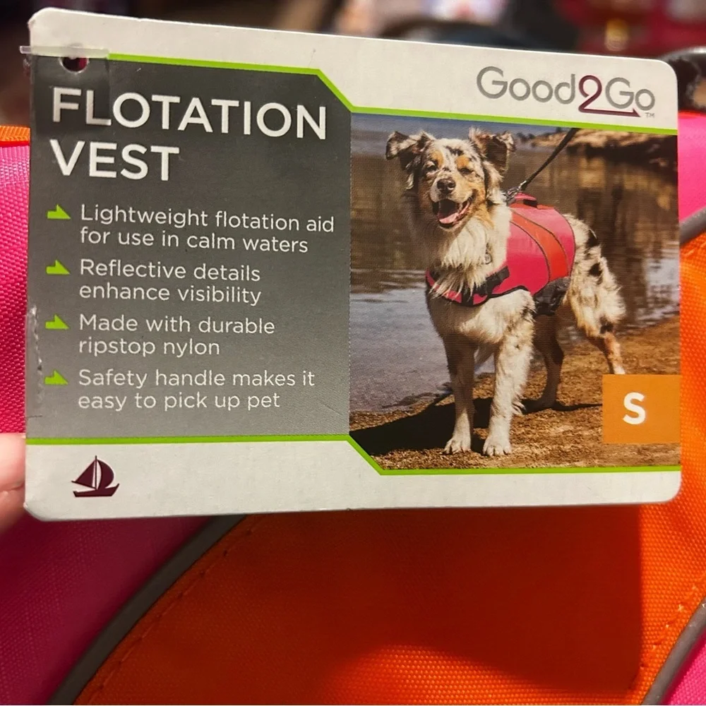 NWT Good2Go Dog Life Jacket Small Pink Orange Flotation Vest Safety